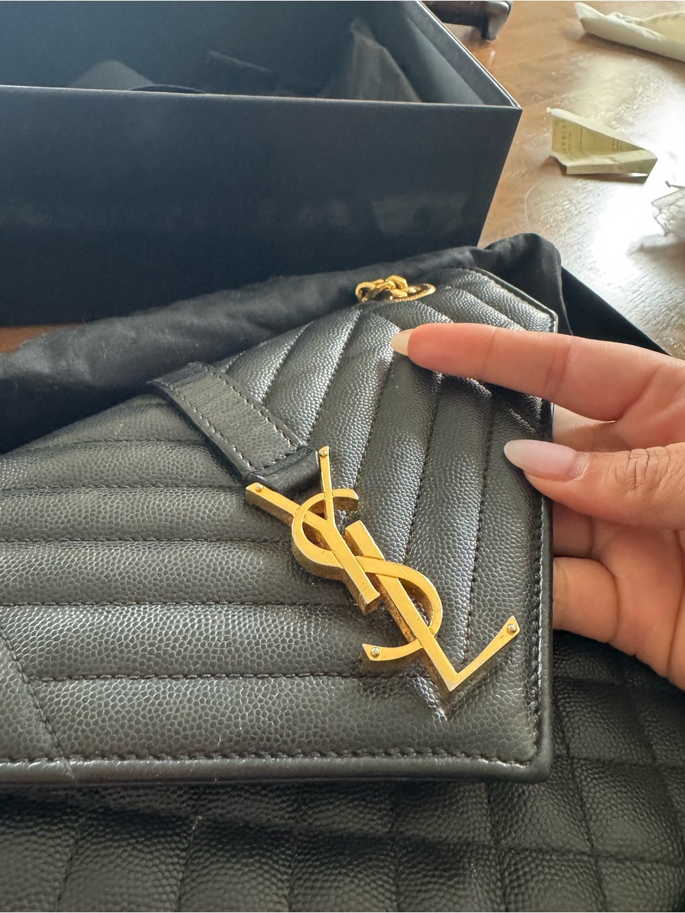Grain De Poudre Textured Mixed Matelasse Triquilt Medium Monogram Satchel Black - Picture 10 of 10